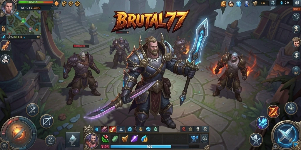Screenshot utama BRUTAL77 menampilkan aksi seru dalam dunia MMORPG.