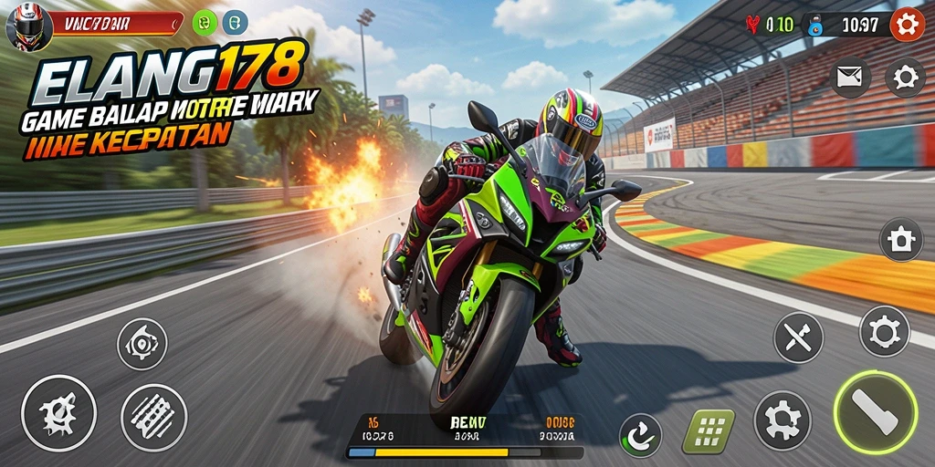 Screenshot gameplay ELANG178 yang menunjukkan aksi balap motor yang mendebarkan.