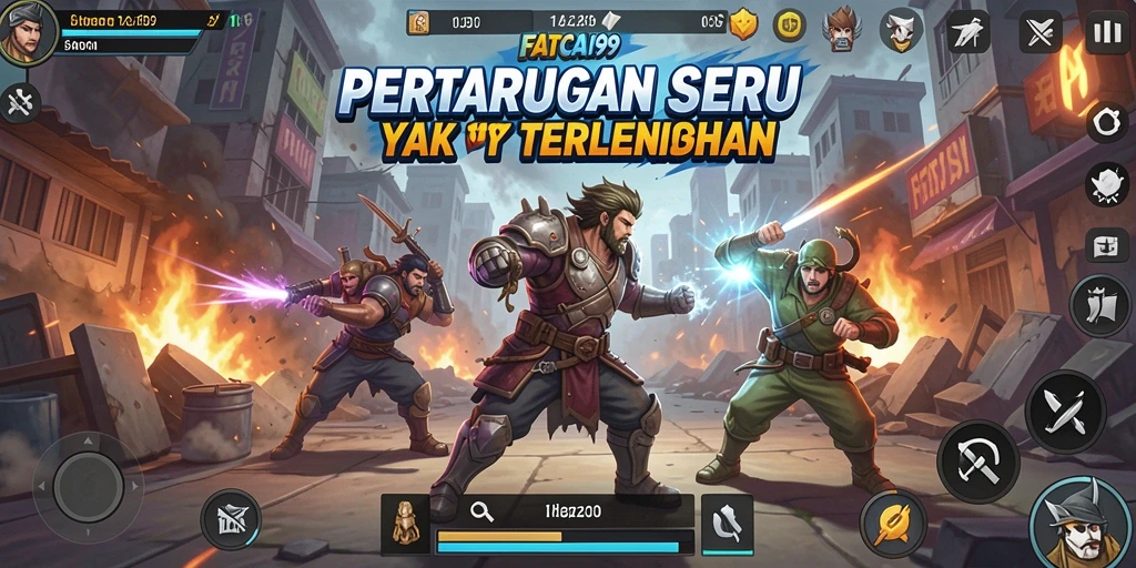 Tampilan gameplay seru dari FATCAI99 saat pertarungan berlangsung.