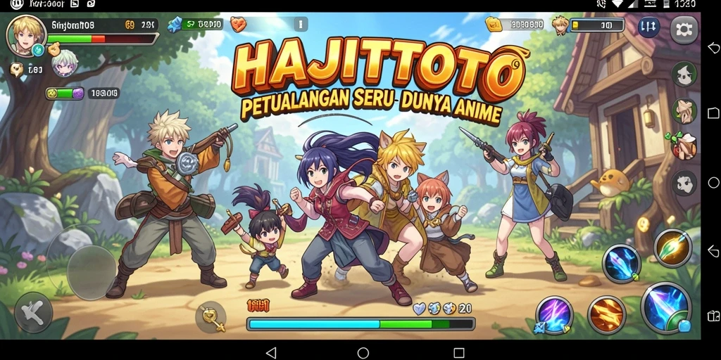 Tampilan gameplay HAJITOTO yang penuh aksi dan karakter anime ikonik.