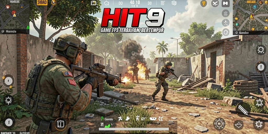 Menampilkan aksi seru dalam gameplay FPS HIT9.