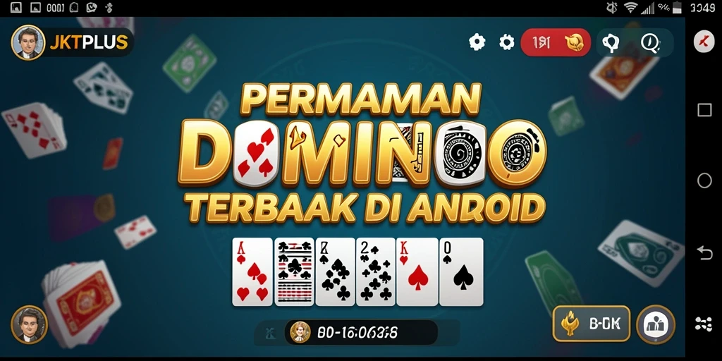 Gameplay seru domino dalam aplikasi JKTPLUS dengan desain menarik.