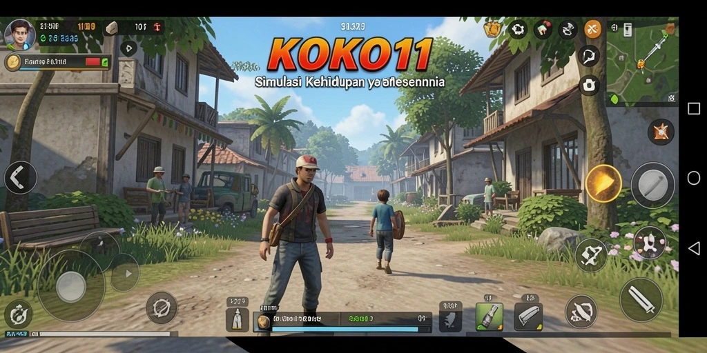 Screenshot KOKO11 menampilkan pemain berinteraksi dalam dunia simulasi yang dinamis.