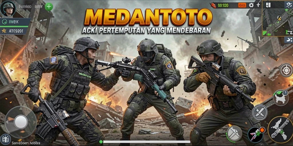 Tangkapan layar gameplay MEDANTOTO menampilkan aksi pertempuran yang intens.