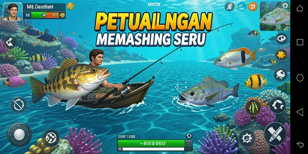 Tampilan gameplay MPO08 yang menampilkan aksi memancing yang mendebarkan.