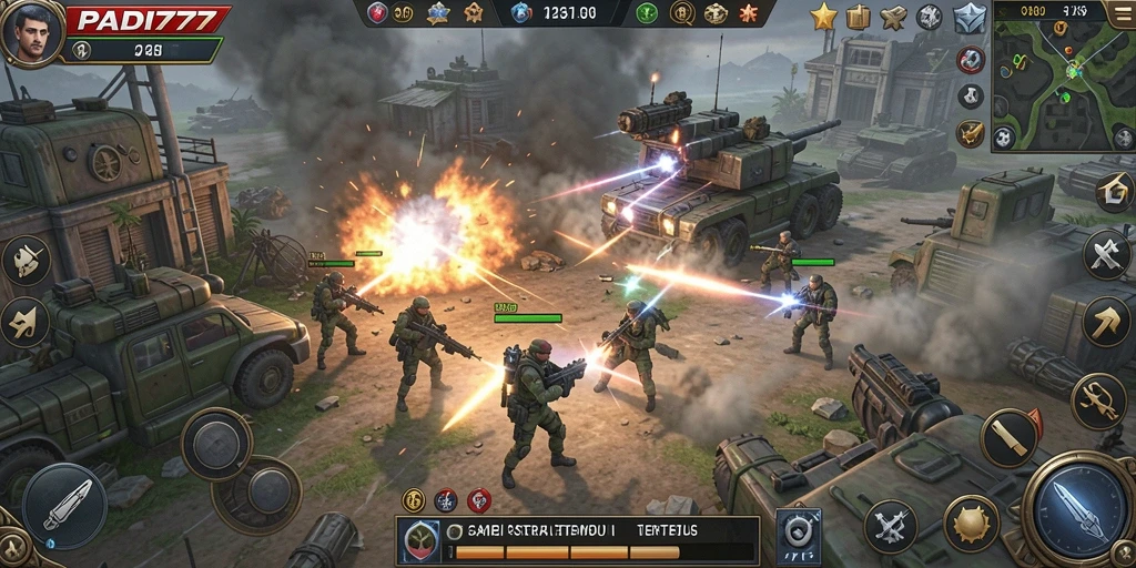 Tampilan menarik dari gameplay PADI777 saat bertempur dalam strategi SLG.