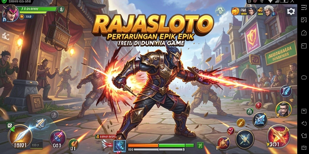 Screenshot gameplay RAJASLOTO yang menampilkan pertarungan yang mendebarkan.