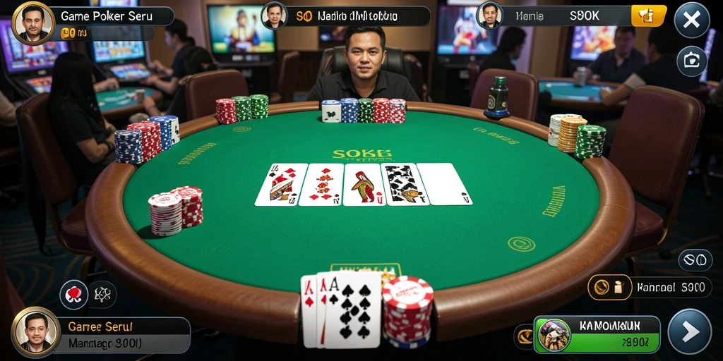 Tampilan utama S80 menampilkan aksi poker yang mendebarkan.