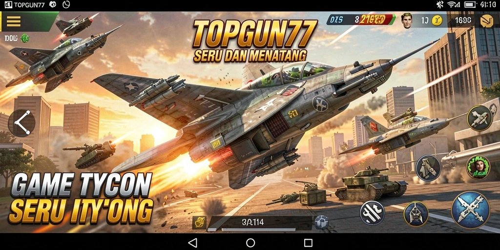 Tampilan gameplay menarik dari game Tycoon TOPGUN77 dengan grafik memukau.