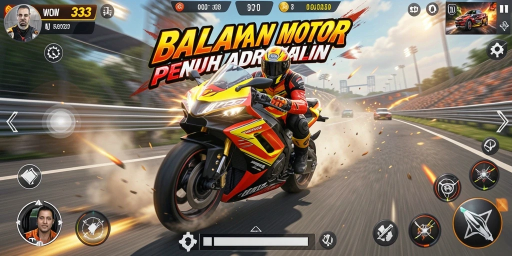 Screenshot WOW33 menampilkan aksi balapan motor yang mendebarkan dan grafis berkualitas tinggi.